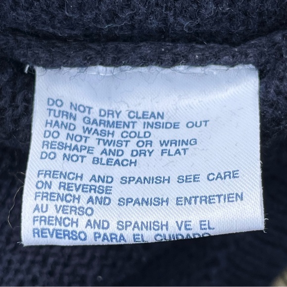 Vintage Floral Embroidered Navy Blue Knit Button Front White Stag Sweater Vest - Picture 6 of 8